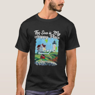 Nubble Lighthouse Maine Lighthouse Art Painting Su T Shirt