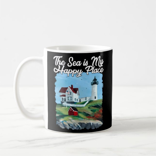 Nubble Lighthouse Maine Lighthouse Painting Sommar Kaffemugg (Vänster)
