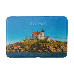 Nubble Lighthouse Maine Nautical Personlig Badrumsmatta