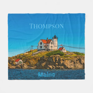 Nubble Lighthouse Maine Nautical Personlig Fleecefilt