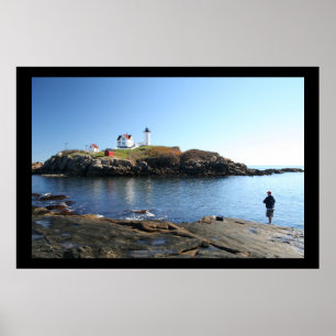 Nubble Lighthouse York Maine Fishing Poster