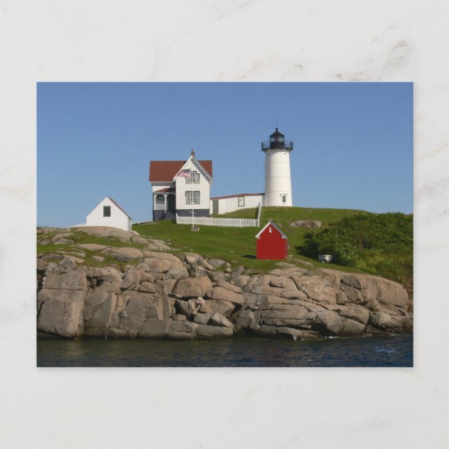 Nubbles Lighthouse- New England Vykort (Framsida)
