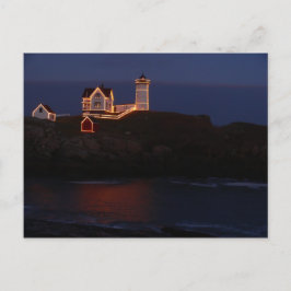 Nubbles Lighthouse Postcard-Helgdag-Ljus Vykort