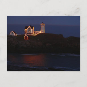 Nubbles Lighthouse Postcard-Helgdag-Ljus Vykort