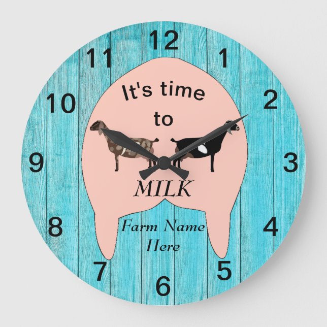 Nubian Dairy Goat Farm Udder Large Clock Stor Klocka (Framsida)