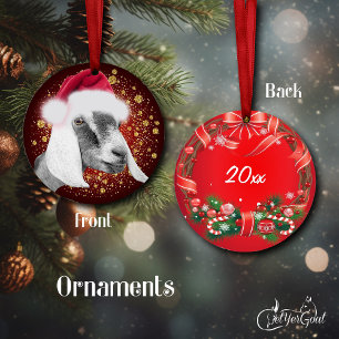 Nubian Dairy Goat Santa Hat-julprydnaden Julgransprydnad Keramik