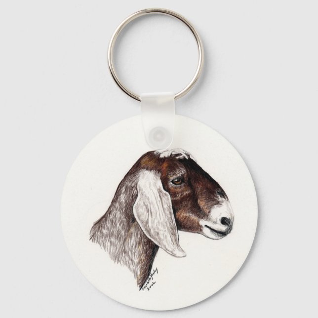 "Nubian Goat Animal Art Keychain" Nyckelring (Framsida)