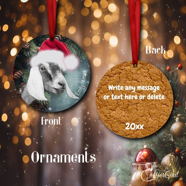 Nubian Goat jul-Helgdag Julgransprydnad Keramik (Add a Name and date and message on the back - Pretty Nubian Goat  and cookie on the back #zazzlemade)