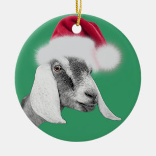 Nubian Goat Santa Hat-julprydnaden Julgransprydnad Keramik