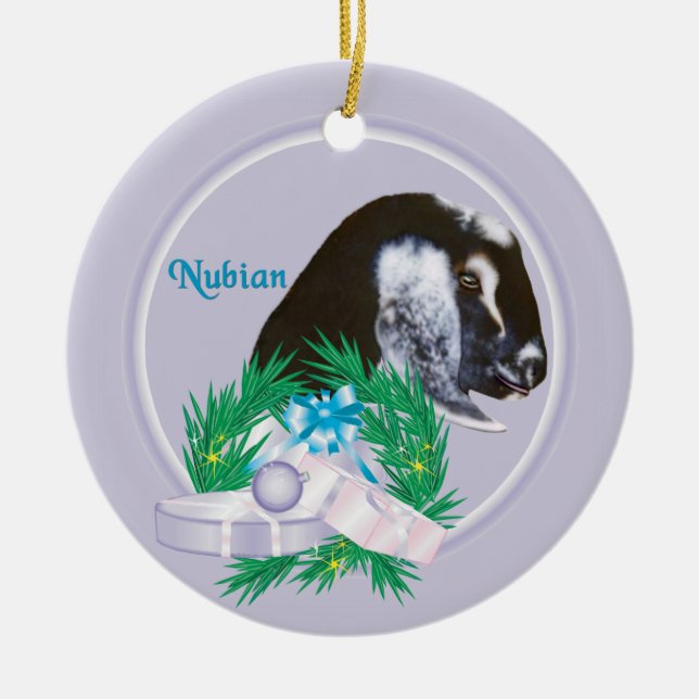 Nubian Goat Wandeans Helgdag Ornament (Framsidan)