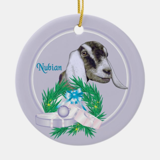 Nubian Goat Wandeans Helgdag Ornament (Framsidan)