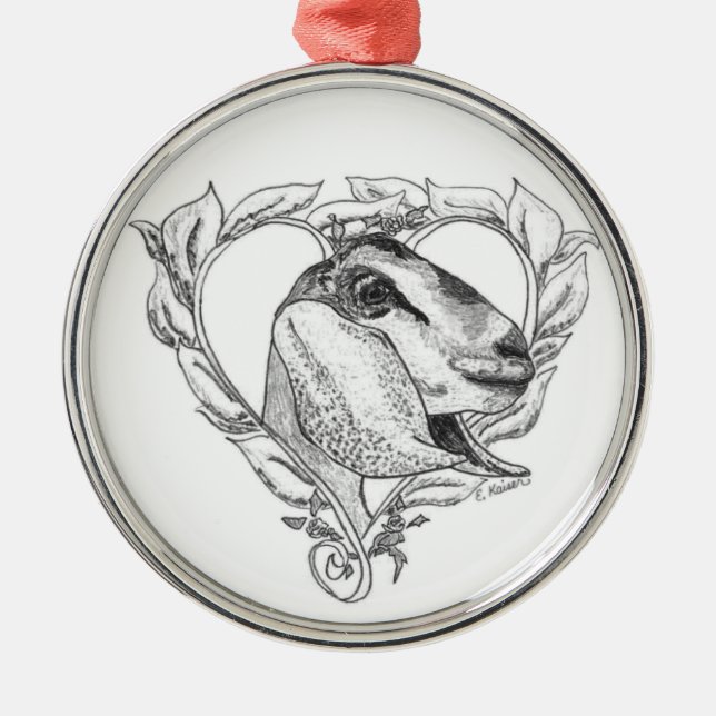 Nubian huvud i hjärta julgransprydnad metall (Framsidan)