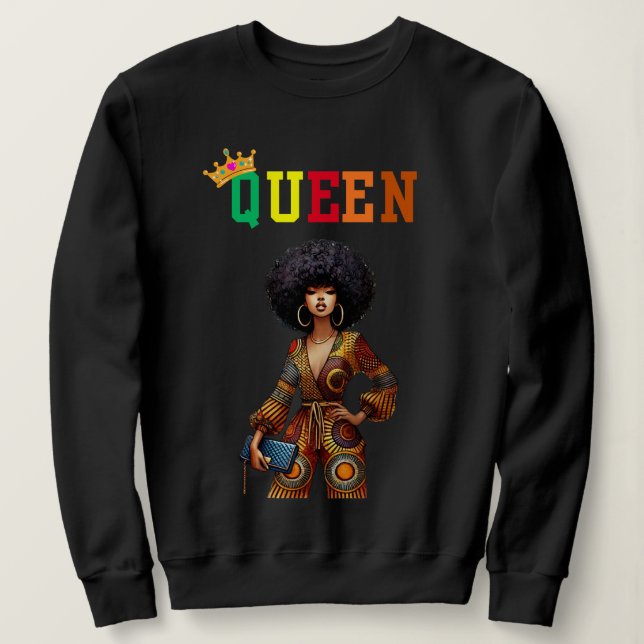 Nubian Queen: Elegance Women's sweatshirt T Shirt (Design framsida)