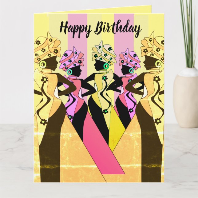 Nubian Woman Art African American Birthday Card Kort (Framsida)