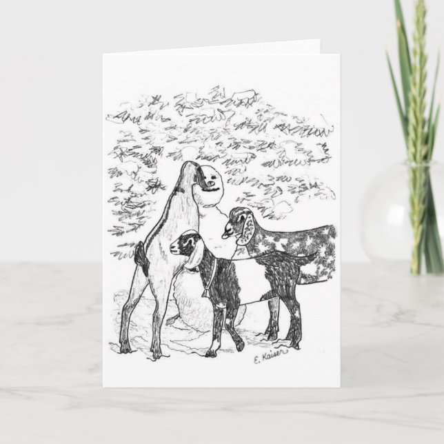 Nubians & snögubbe helgkort (Framsida)