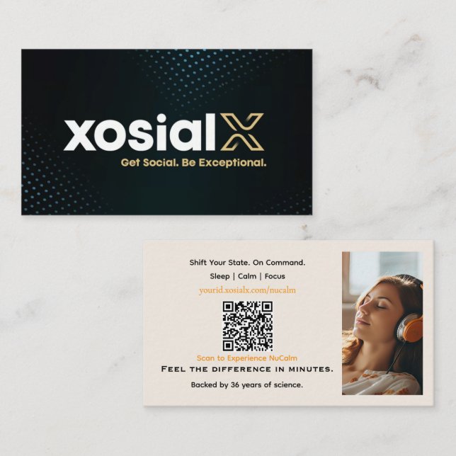 NuCalm Product Business Card – xosialX   Visitkort (Fram/baksida)