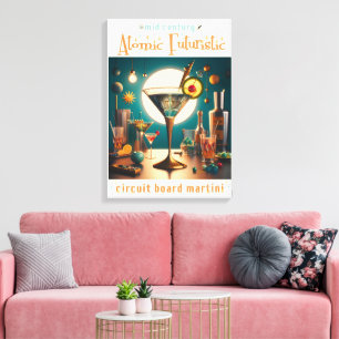 Nuclear Futuristiska Circuit Board Martini Canvastryck