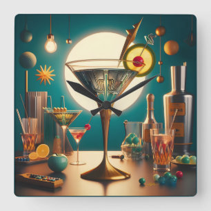 Nuclear Futuristiska Circuit Board Martini Fyrkantig Klocka