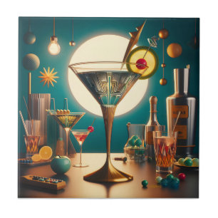 Nuclear Futuristiska Circuit Board Martini Kakelplatta