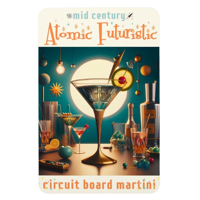 Nuclear Futuristiska Circuit Board Martini Magnet (Vertikal)