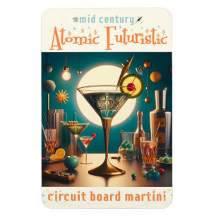 Nuclear Futuristiska Circuit Board Martini Magnet