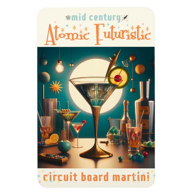 Nuclear Futuristiska Circuit Board Martini Magnet (Vertikal)