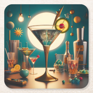 Nuclear Futuristiska Circuit Board Martini Underlägg Papper Kvadrat