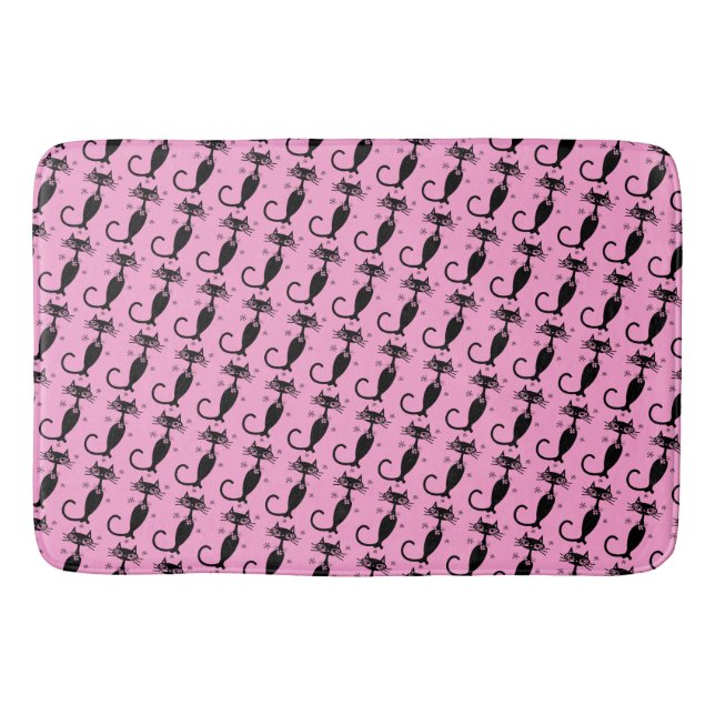 Nuclear Long Nacke Black Cat MCM Rosa Bath Mat Badrumsmatta (Framsidan)