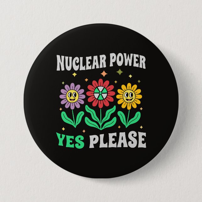 Nuclear power yes please smiling flowers knapp (Framsida)