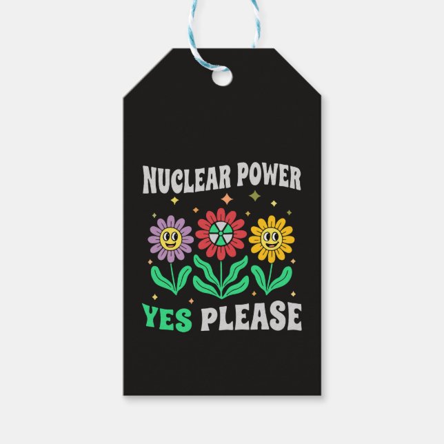 Nuclear power yes please smiling flowers presentetikett (Framsidan)
