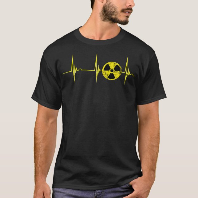 Nuclear Radiation Heartbeat EKG Pulse Fallout Symb T Shirt (Framsida)