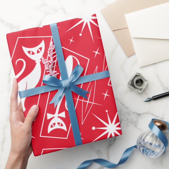 Nuclear Star Cat MidCentury Modern God Jul MCM Presentpapper (Gifting)