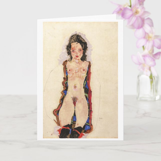 Nude med röda Garters | Egon Schiele | Kort (Orkide)