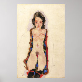 Nude med röda Garters | Egon Schiele | Poster