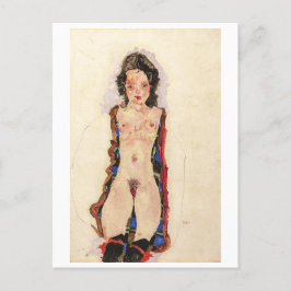 Nude med röda Garters | Egon Schiele | Vykort