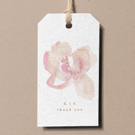 Nude Romantic Watercolor Blommigt Bröllop Presentetikett