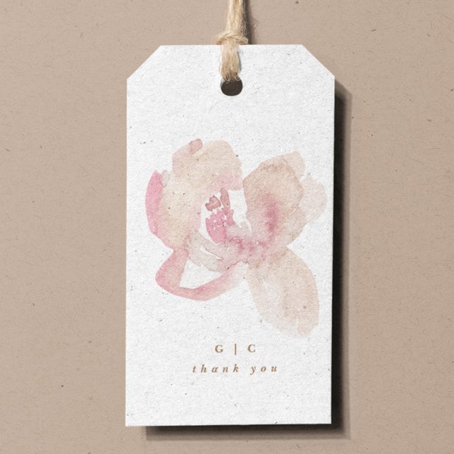 Nude Romantic Watercolor Blommigt Bröllop Presentetikett (Skapare uppladdad)