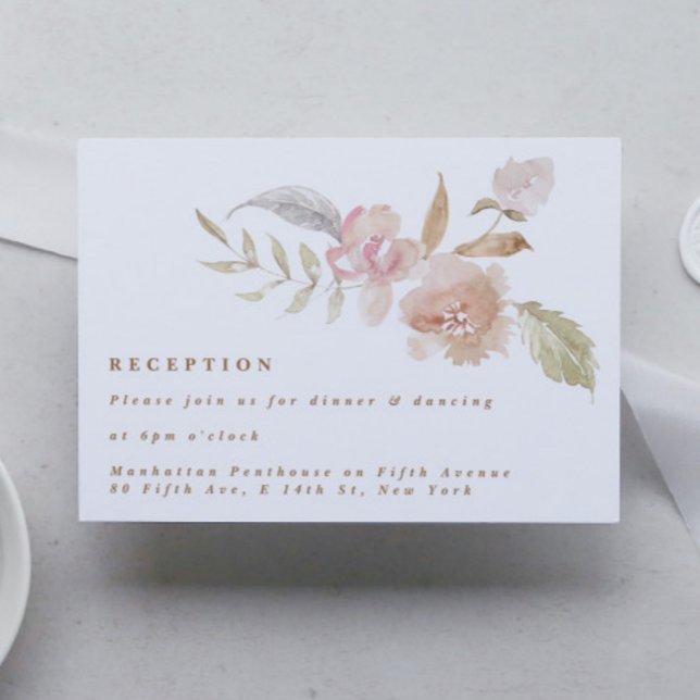 Nude Romantiska Blommigtar för vattenfärgsbröllop Tilläggskort (Skapare uppladdad)