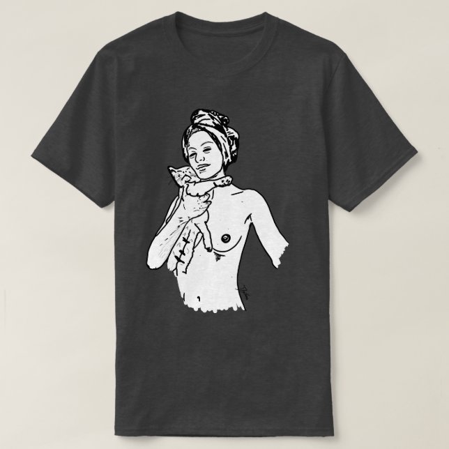 NUDEART som hålls av katten T Shirt (Design framsida)