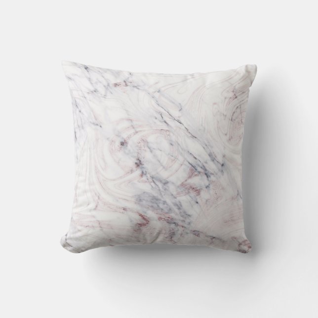 Nudel av rosa vit grå marmor svall Chic trendig Kudde (Framsida)