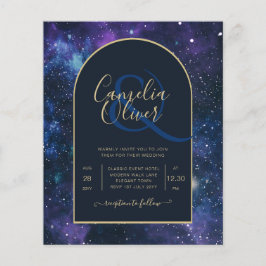 NUDGET Starry Night Lila Blue Wedding INVITE Flygblad