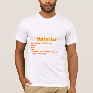 Nudisten men ska beträffande-betraktar t-shirt
