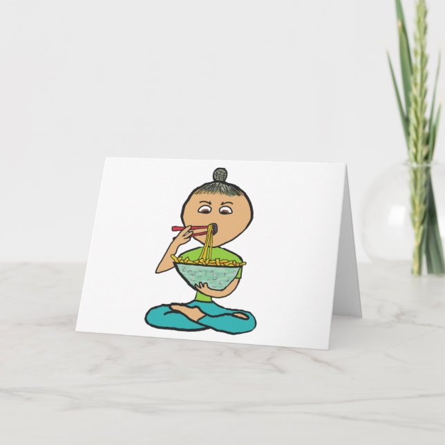 Nudlar och chopsticks kort (Framsida)