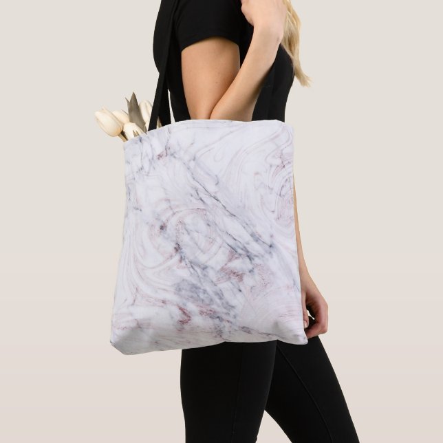 Nudros Vit Grå Marmor Sväng Chic Trendig Tygkasse (Närbild)