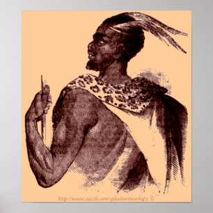 Nuer högsta -1850-Ethiopian afrikan i strid Poster