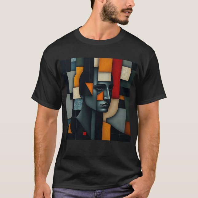 NUES Cubist Abstract 3 T Shirt (Framsida)