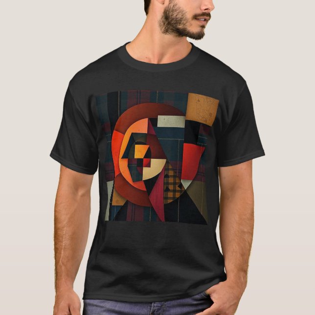 NUES Cubist Tartan Abstract T Shirt (Framsida)