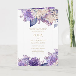 Nuestra Boda 4page BLOMMIGT Spanska Bröllopsinbjud Kort