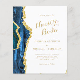 Nuestra Boda AGATE Guld Spanska bröllopsinbjudan