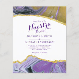 Nuestra Boda AGATE Guld Spanska bröllopsinbjudan